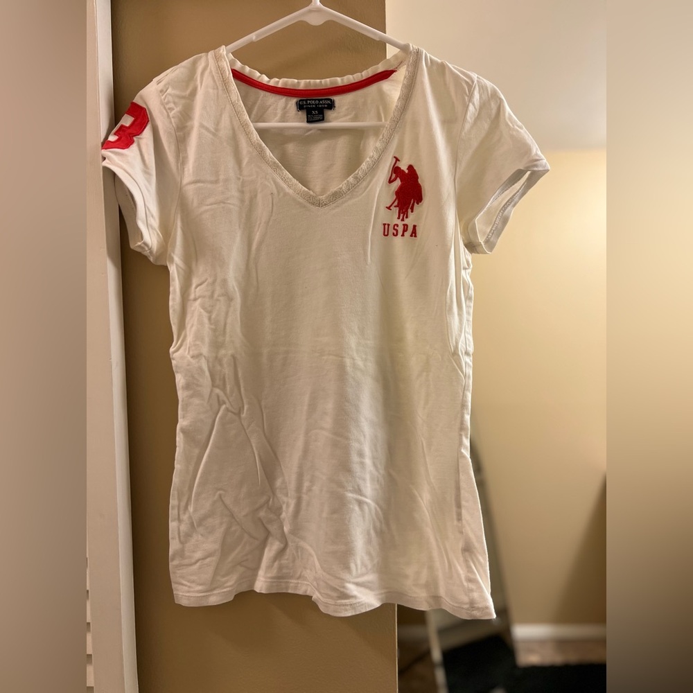 USPA White T-Shirt with Red Logo